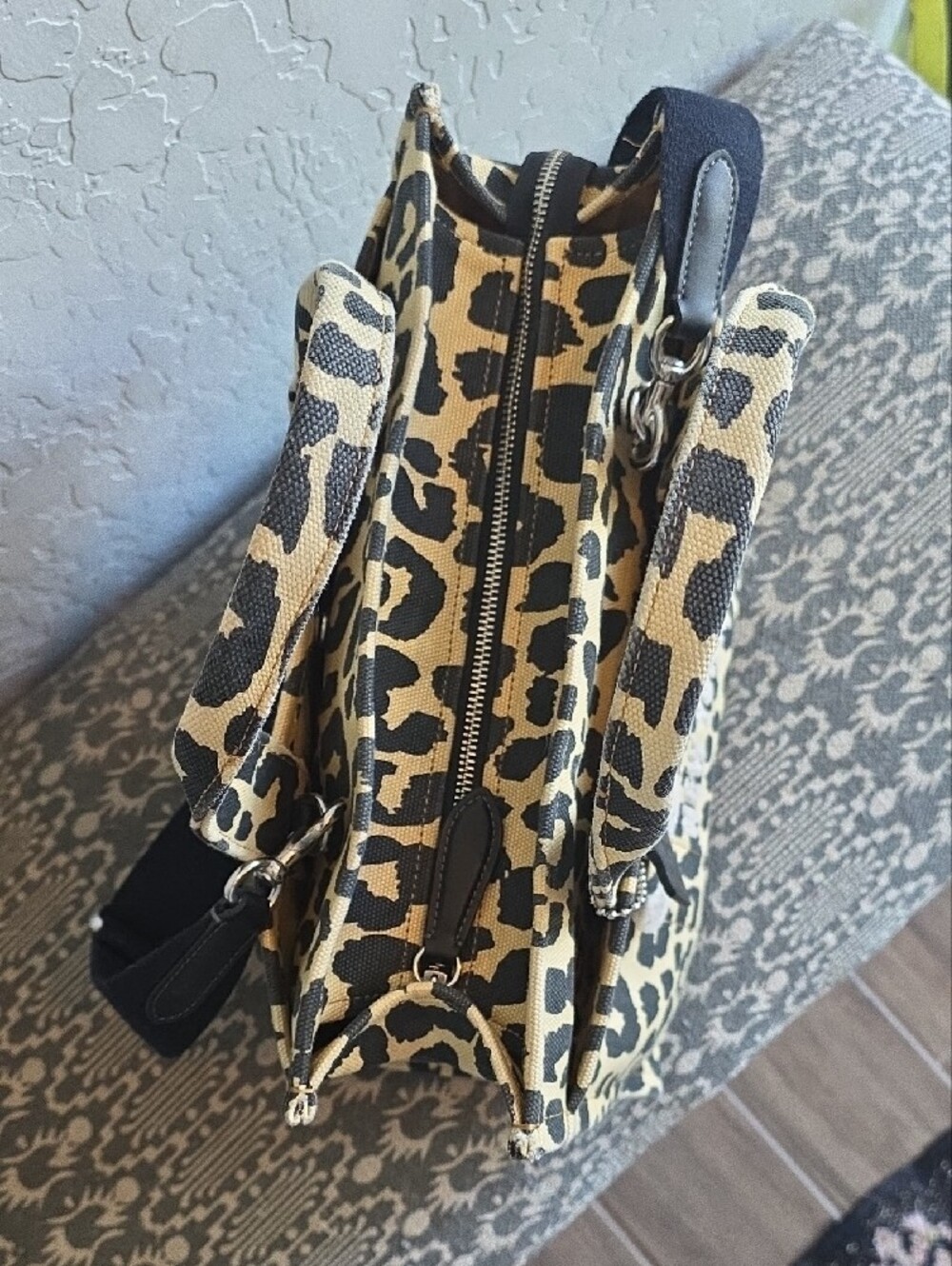 Coach Leopard-Print Canvas Tote Bag - Beige & Black - Picture 4 of 7